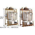 Bamboo Floor Standing Coat Rack Clothes Garment Rail Storage Organiser Stand-2
