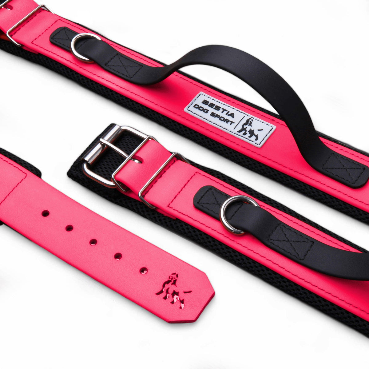 BESTIA DOG SPORT HANDLE COLLAR NEON PINK
