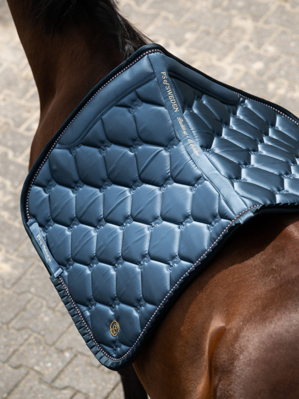 Saddle Pad Dressage Ruffle Pearl - Shadow Blue