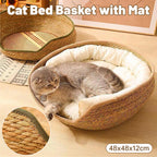 Cat Bed Cat Scratch Board Rattan Woven Pet Bed for Cat Comfortable Pet Furniture