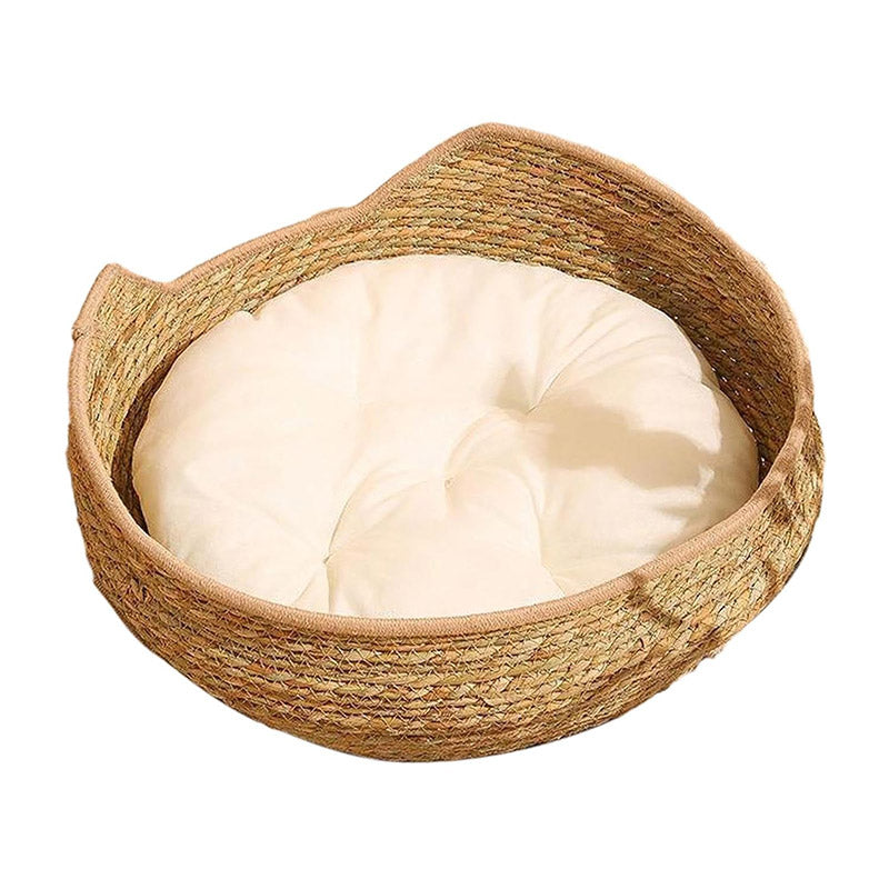 Cat Bed Cat Scratch Board Rattan Woven Pet Bed for Cat Comfortable Pet Furniture