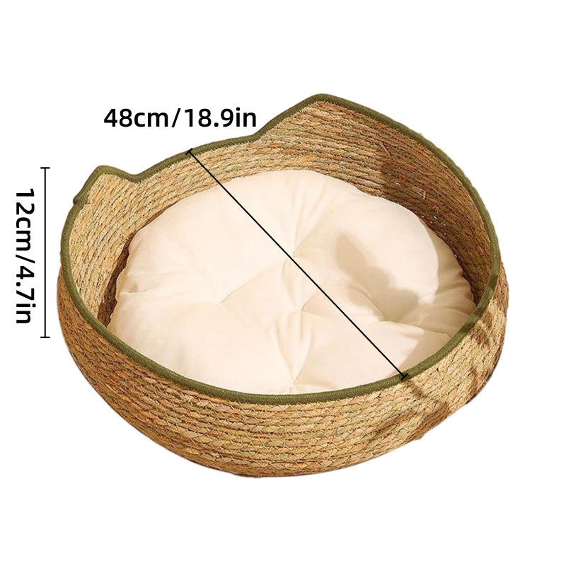 Cat Bed Cat Scratch Board Rattan Woven Pet Bed for Cat Comfortable Pet Furniture