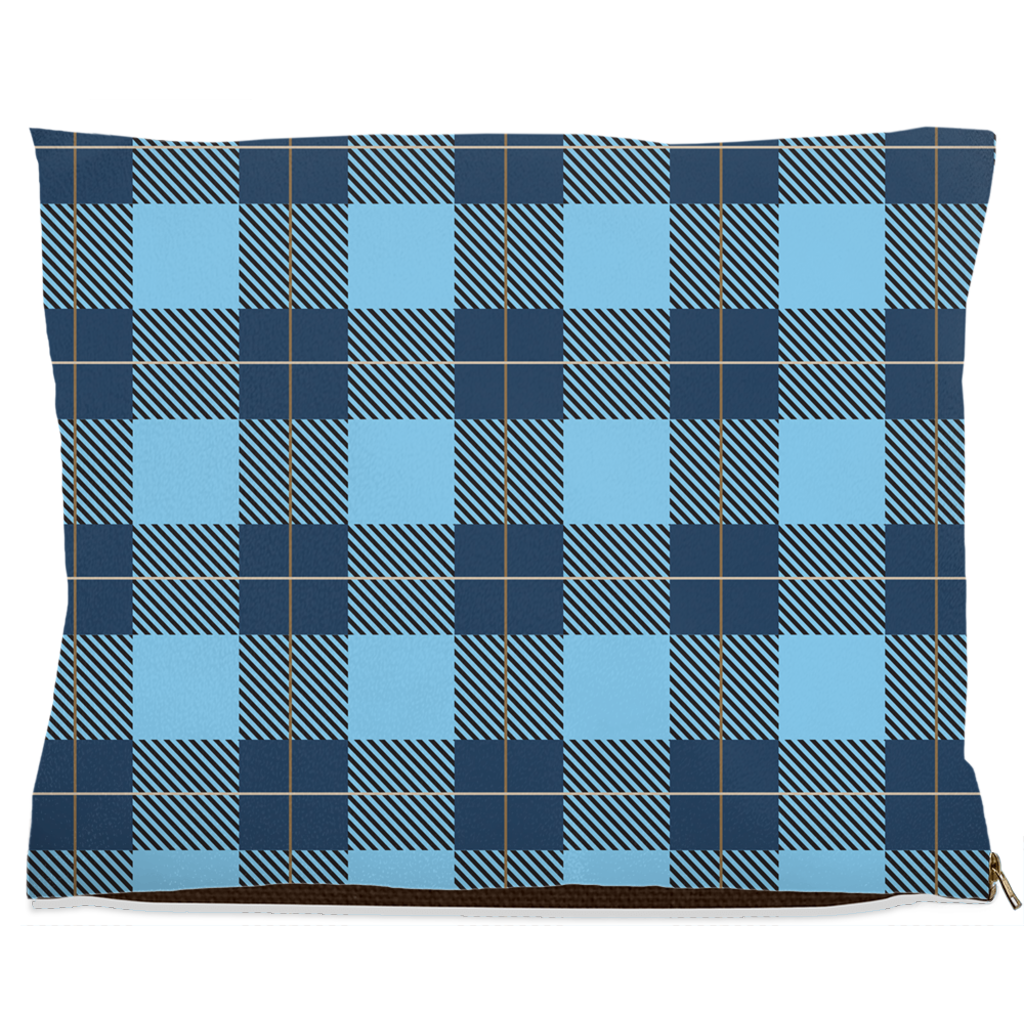 Plaid Blue Dog Bed-5