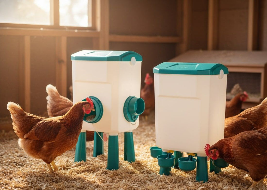 Automatic Chicken Feeder Waterer Set with 8KG Food & 7L Water - Blue