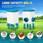 Automatic Chicken Feeder Waterer Set with 8KG Food & 7L Water - Blue