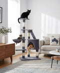 120cm Cat Tree for Indoor Cats with Condo and Hammock