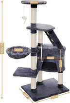 120cm Cat Tree for Indoor Cats with Condo and Hammock