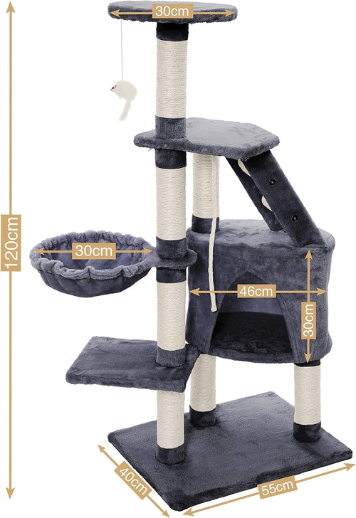 120cm Cat Tree for Indoor Cats with Condo and Hammock
