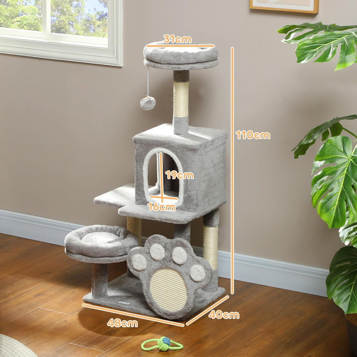 Large Cat Tree Tower with Plush Perch for Indoor Cats