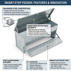 Automatic Treadle Chicken Feeder Galvanized Steel Grey