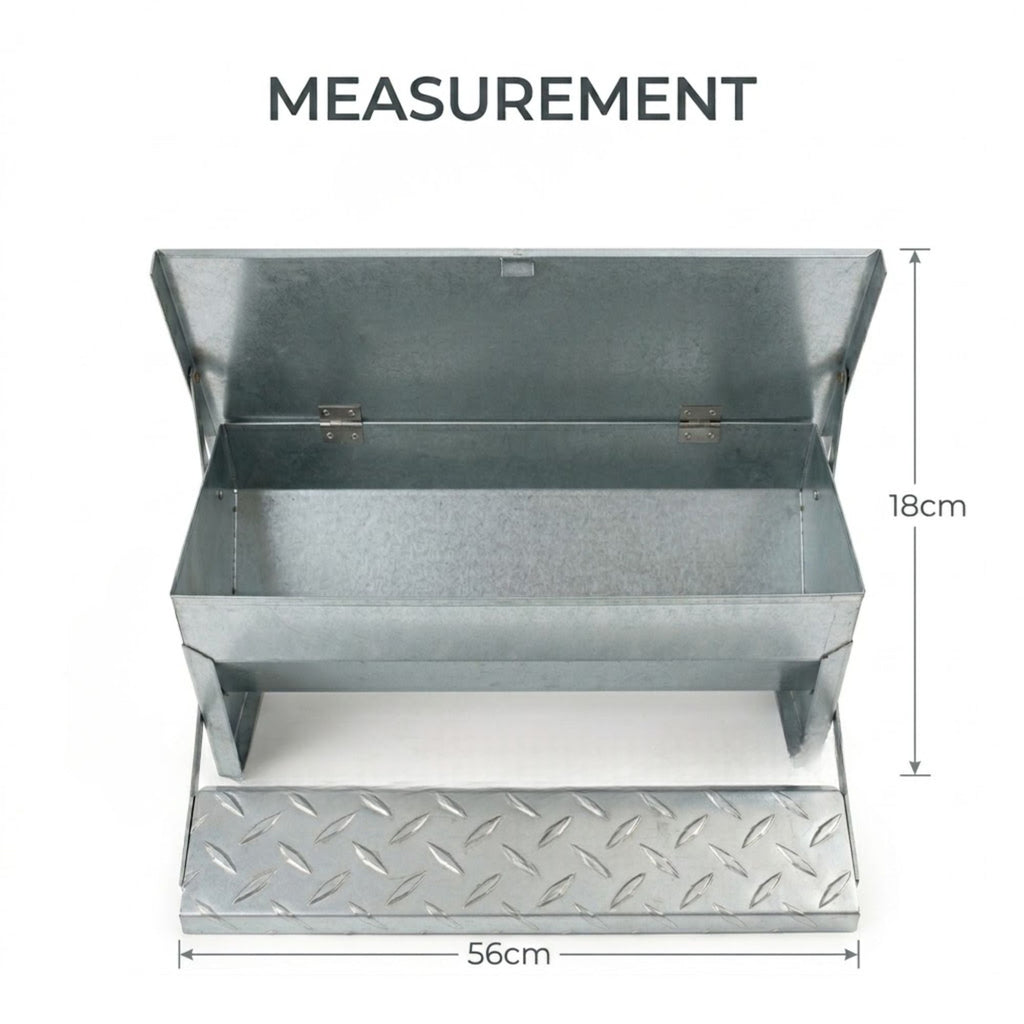 Automatic Treadle Chicken Feeder Galvanized Steel Grey