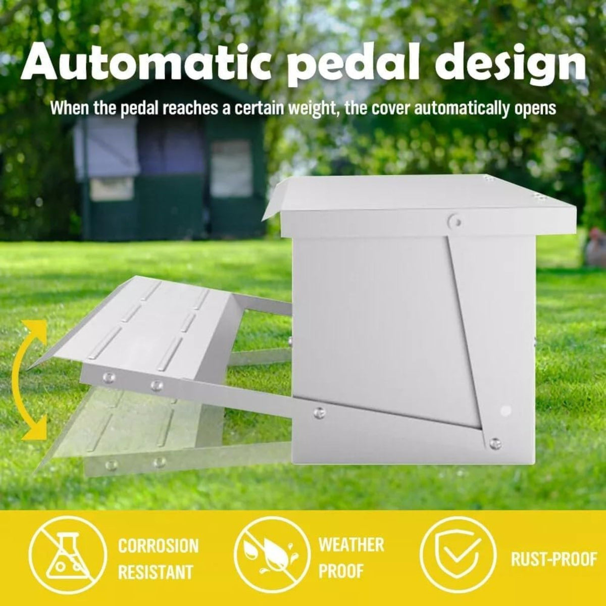 Automatic Treadle Chicken Feeder Galvanized Steel Grey