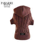 (EXTRA WARM) DOG AND CAT CABLE KNIT SWEATER WITH HAT - BROWN-0