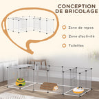 Set of 2 modular playpens for small animals, 40 panels, for rabbits, hamsters, puppies, pigs, 175 x 70 x 45 cm, white