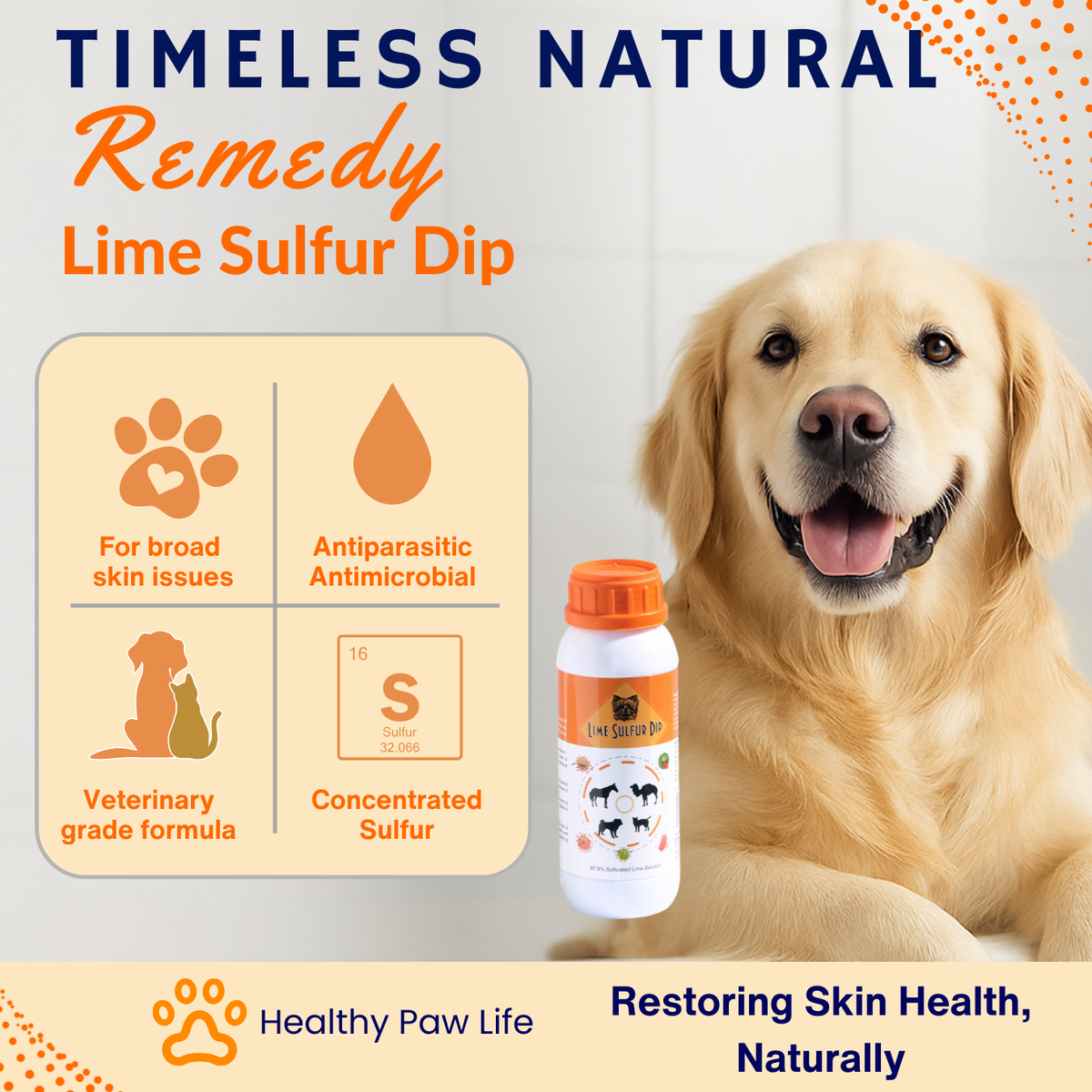 Lime Sulfur Dip – Concentrated Sulfur Solution for Itchy Skin, Mange, Ringworm & Dermatitis – Safe for Dogs, Cats, Horses, and Livestock-3