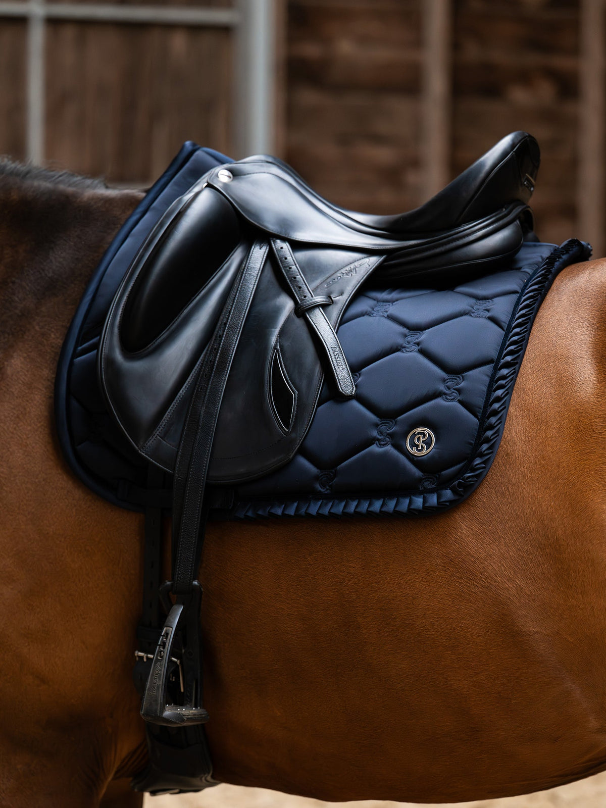 Saddle Pad Dressage Ruffle  - Navy