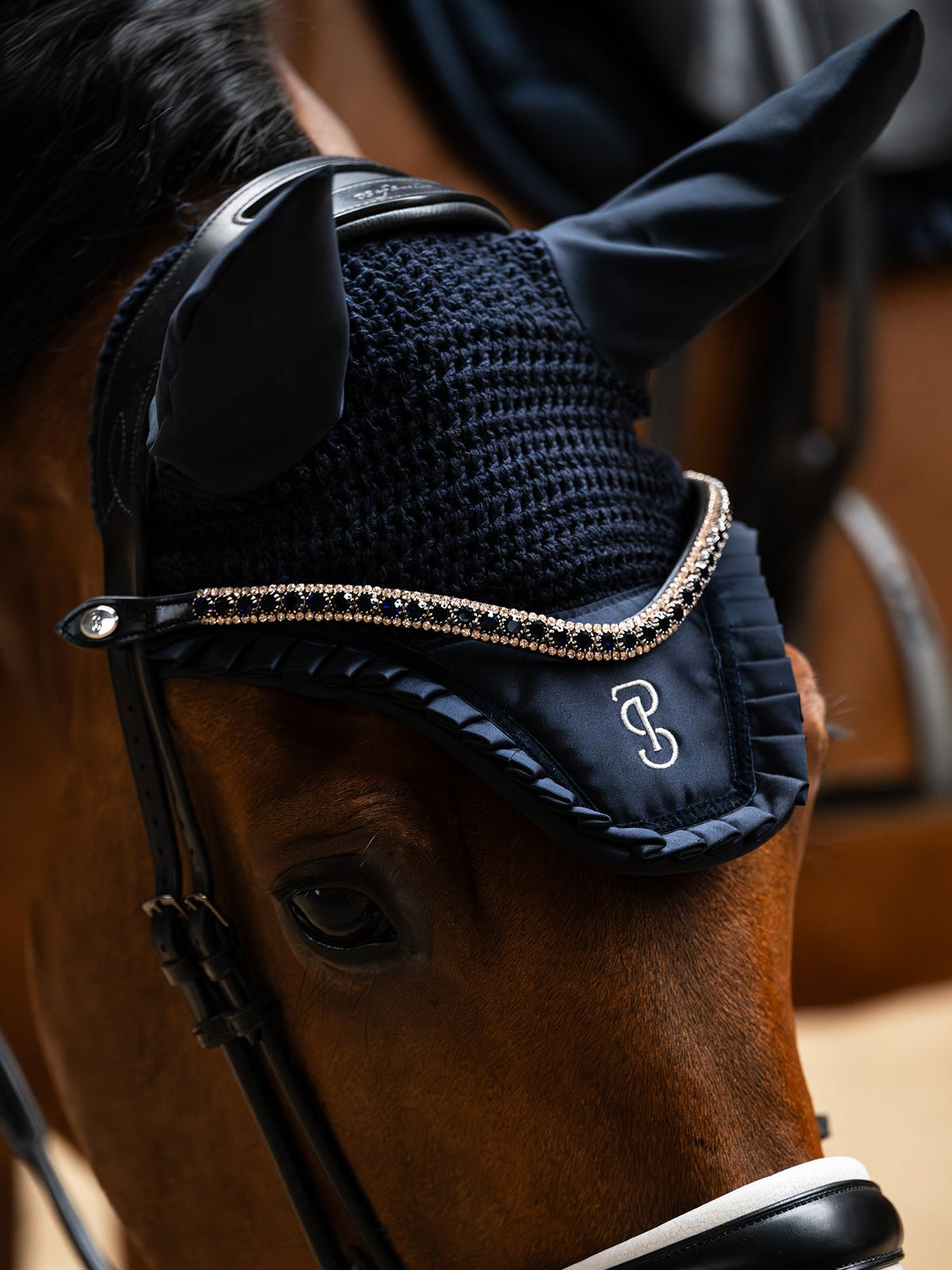 Ear Bonnet Ruffle - Navy