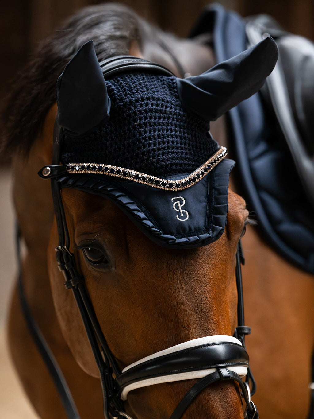 Ear Bonnet Ruffle - Navy