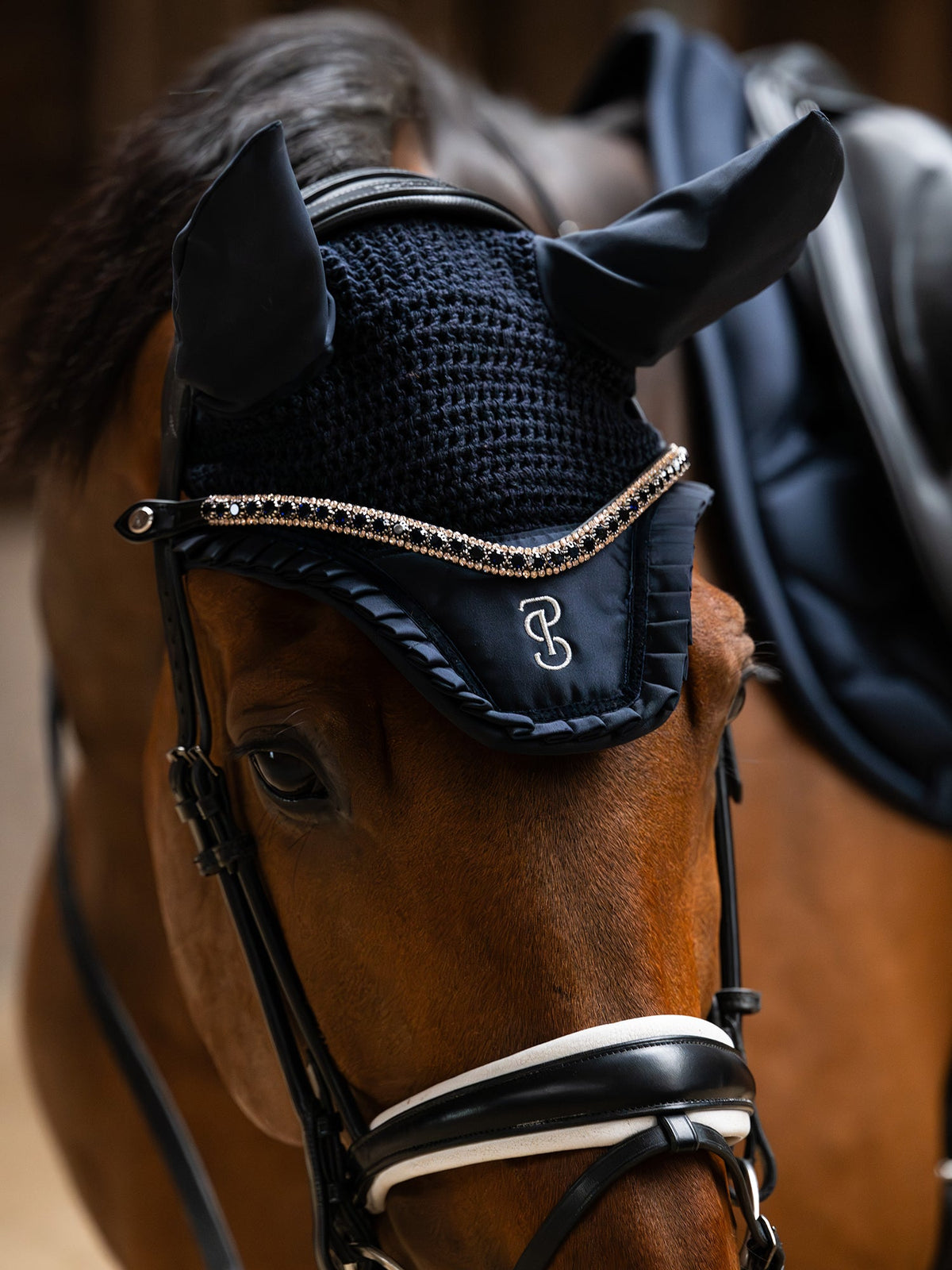 Ear Bonnet Ruffle - Navy