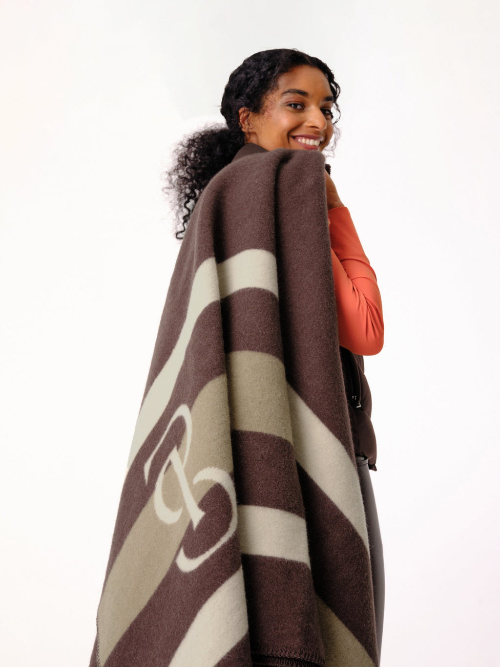 Striped Wool Blanket - Coffee