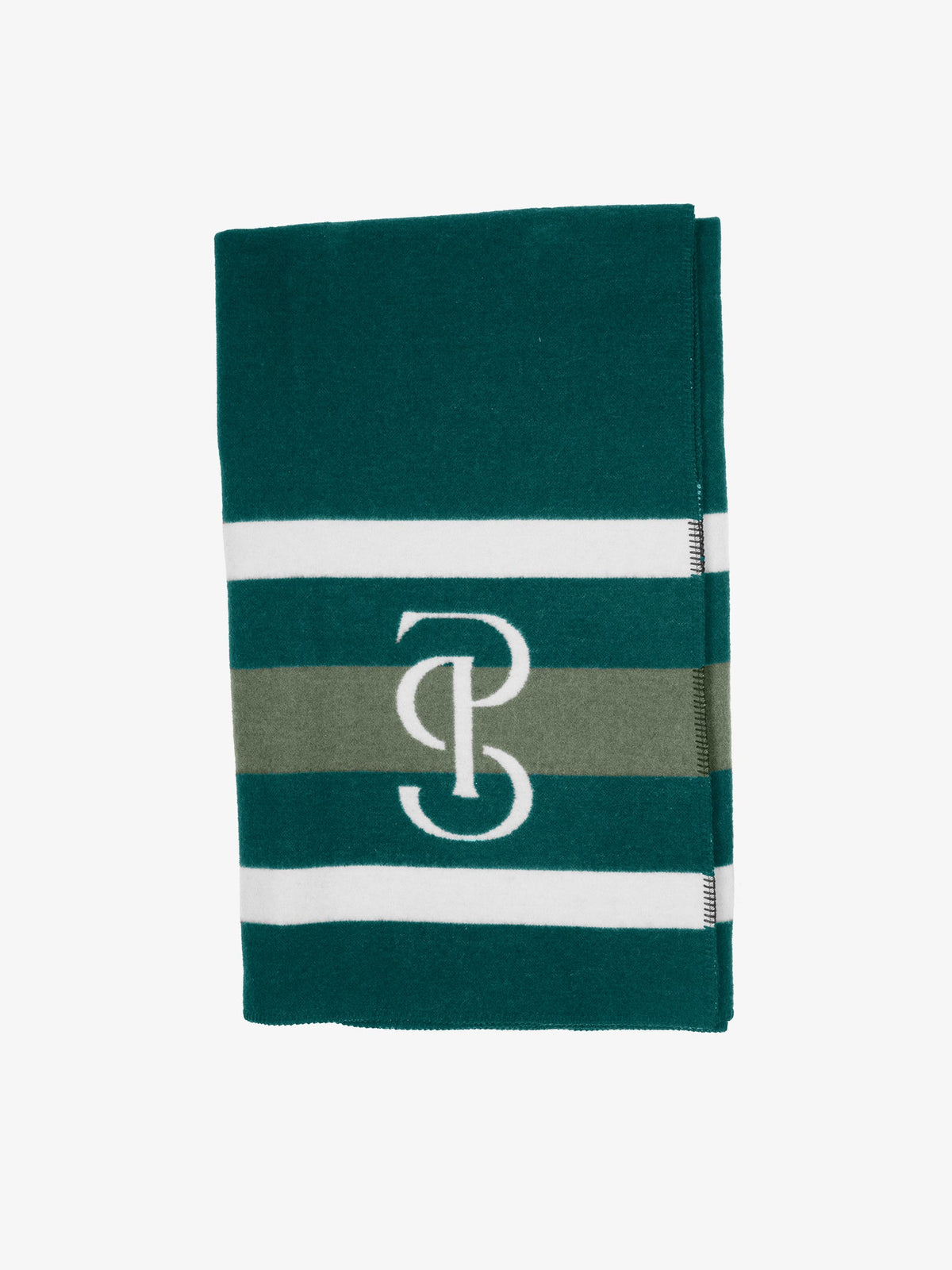 Striped Wool Blanket - Midnight green