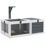 Small animal enclosure/cage for tortoises with 2 compartments and a lamp holder, 81 x 48 x 31.5 cm, grey