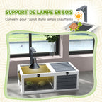 Small animal enclosure/cage for tortoises with 2 compartments and a lamp holder, 81 x 48 x 31.5 cm, grey