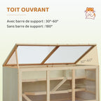Hamster cage, gerbil cage, 2 levels, opening roof, windows, hut, 2 ladders, 115 x 57 x 55 cm, natural wood effect