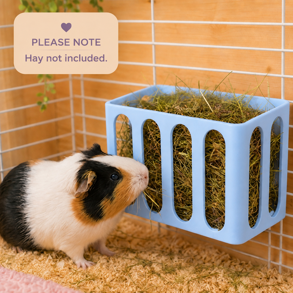 Guinea Pig & Rabbit Water Bottle Holder & Hay Rack – Pastel Blue | Cage & Wall Mounted | Made in Britain-1