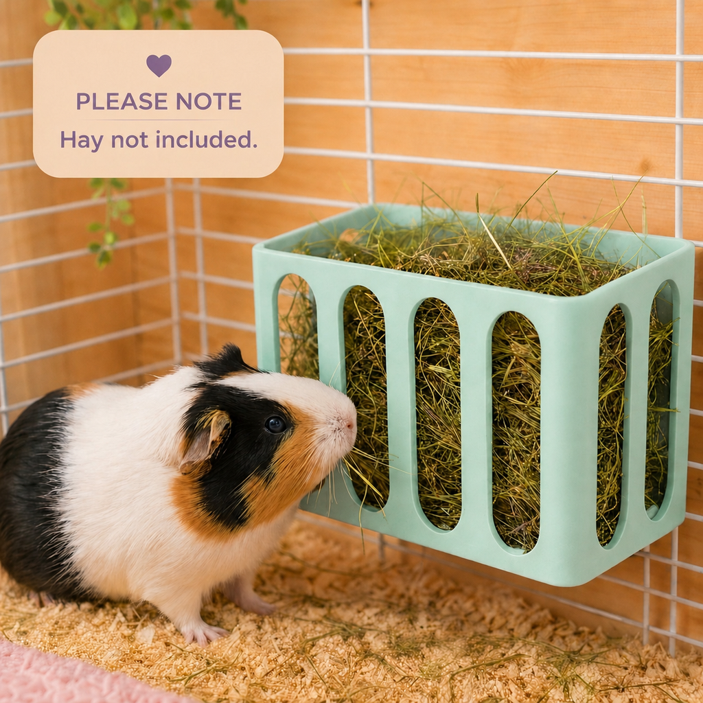 Guinea Pig & Rabbit Water Bottle Holder & Hay Rack – Pastel Green | Cage & Wall Mounted | Made in Britain