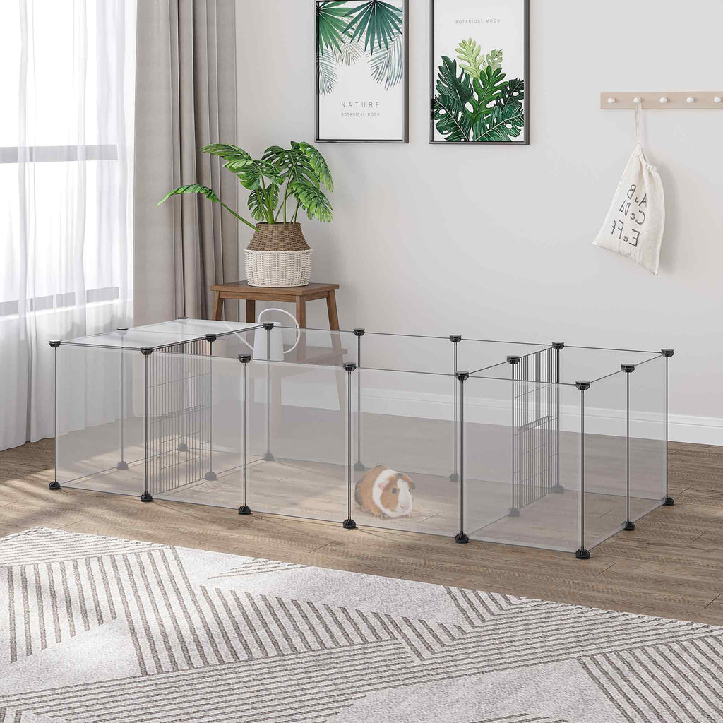 Set of 2 modular playpens for small animals, 40 panels, for rabbits, hamsters, puppies, pigs, 175 x 70 x 45 cm, white