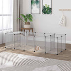 Set of 2 modular playpens for small animals, 40 panels, for rabbits, hamsters, puppies, pigs, 175 x 70 x 45 cm, white
