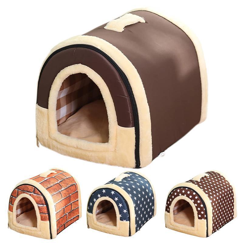 S Size Pet House Kennel Soft Igloo Beds Cave Cat Puppy Bed Warm Cushion Fold
