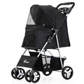 Foldable Pet Stroller 4 Wheels Dog Cat Travel Pram Carrier Cage Pushchair-5