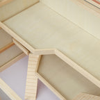 Hamster cage, gerbil cage, 2 levels, opening roof, windows, hut, 2 ladders, 115 x 57 x 55 cm, natural wood effect