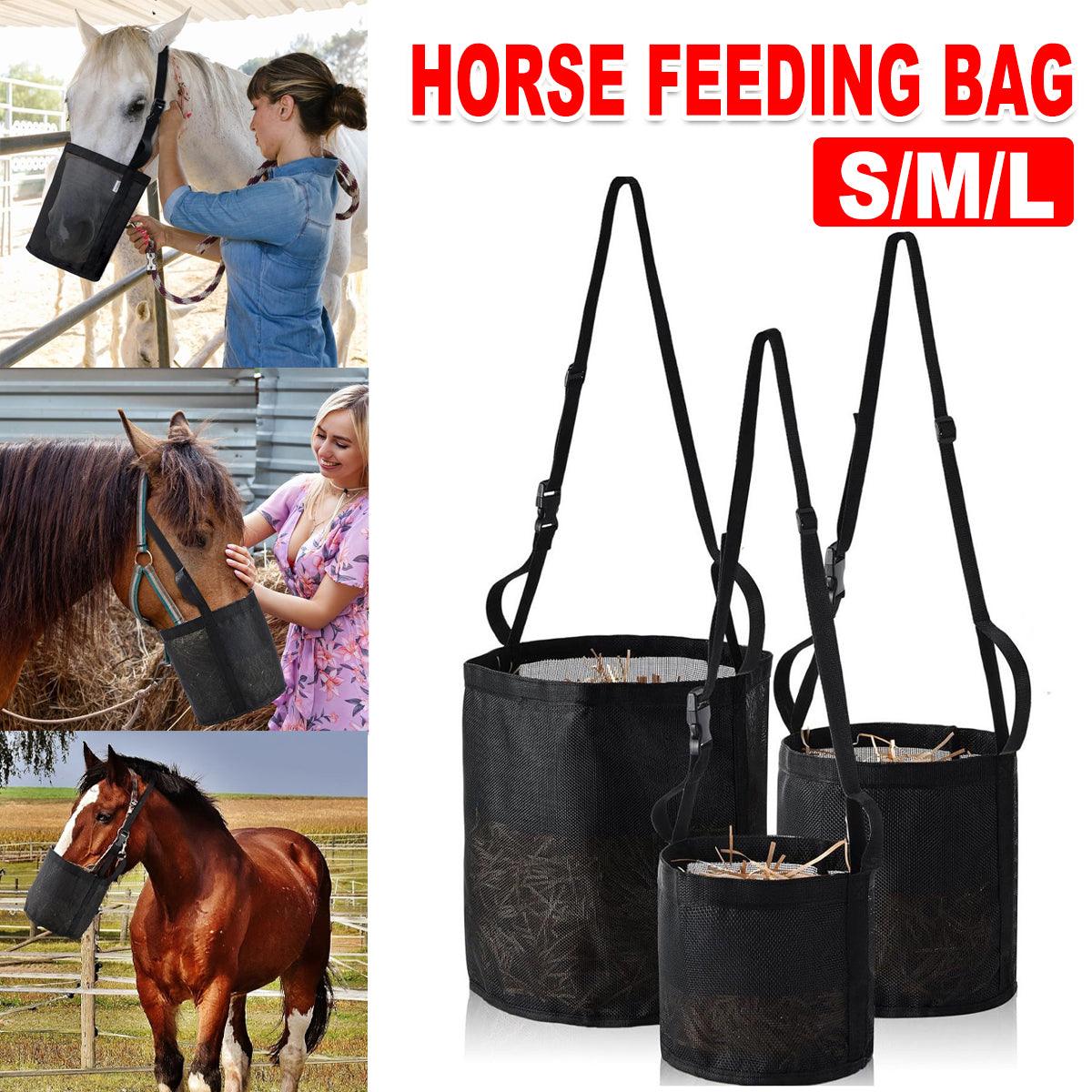 Horse Hay Feeding Bags Neck Mouth Feeding Bags for Horses Slow Feed Hay Storage