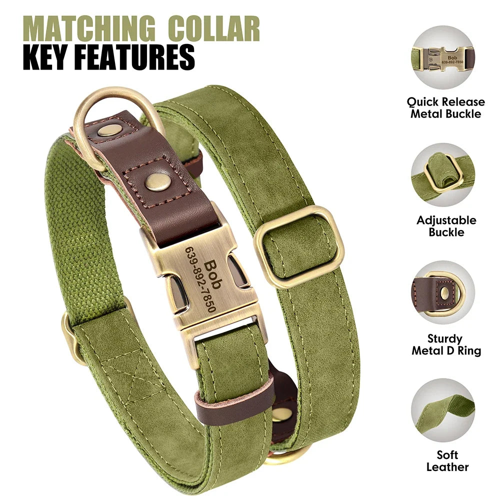 Personalized PU Leather Dog Collar and Leash-1