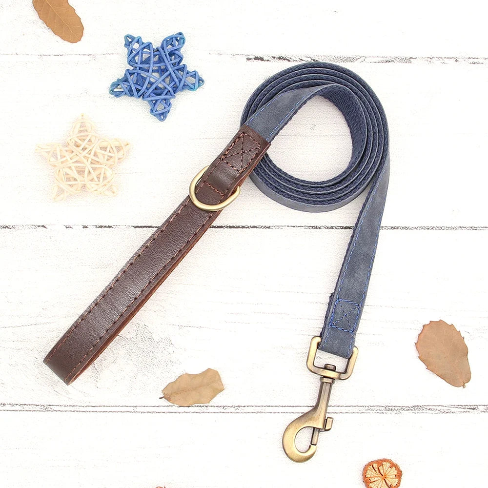 Personalized PU Leather Dog Collar and Leash-16