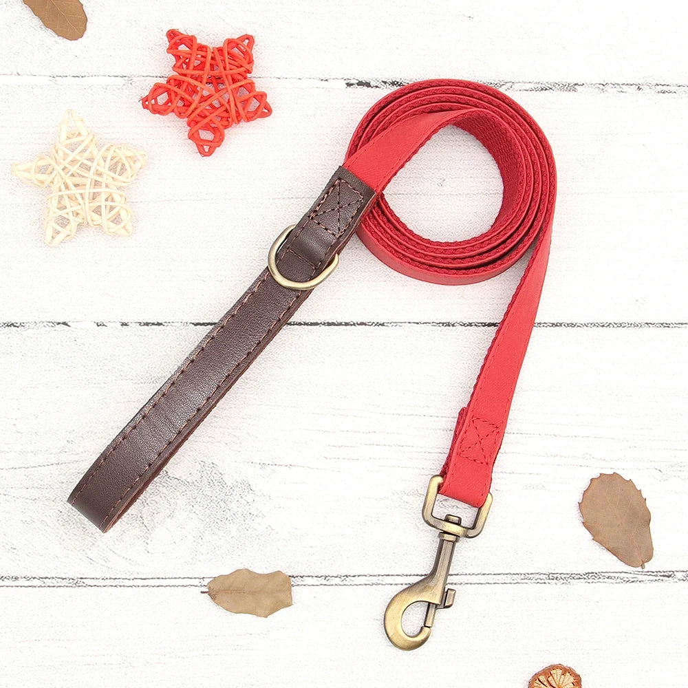 Personalized PU Leather Dog Collar and Leash-7