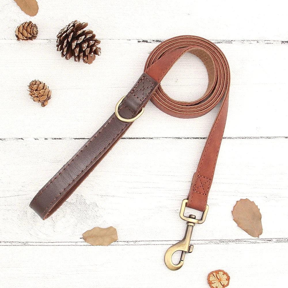 Personalized PU Leather Dog Collar and Leash-15