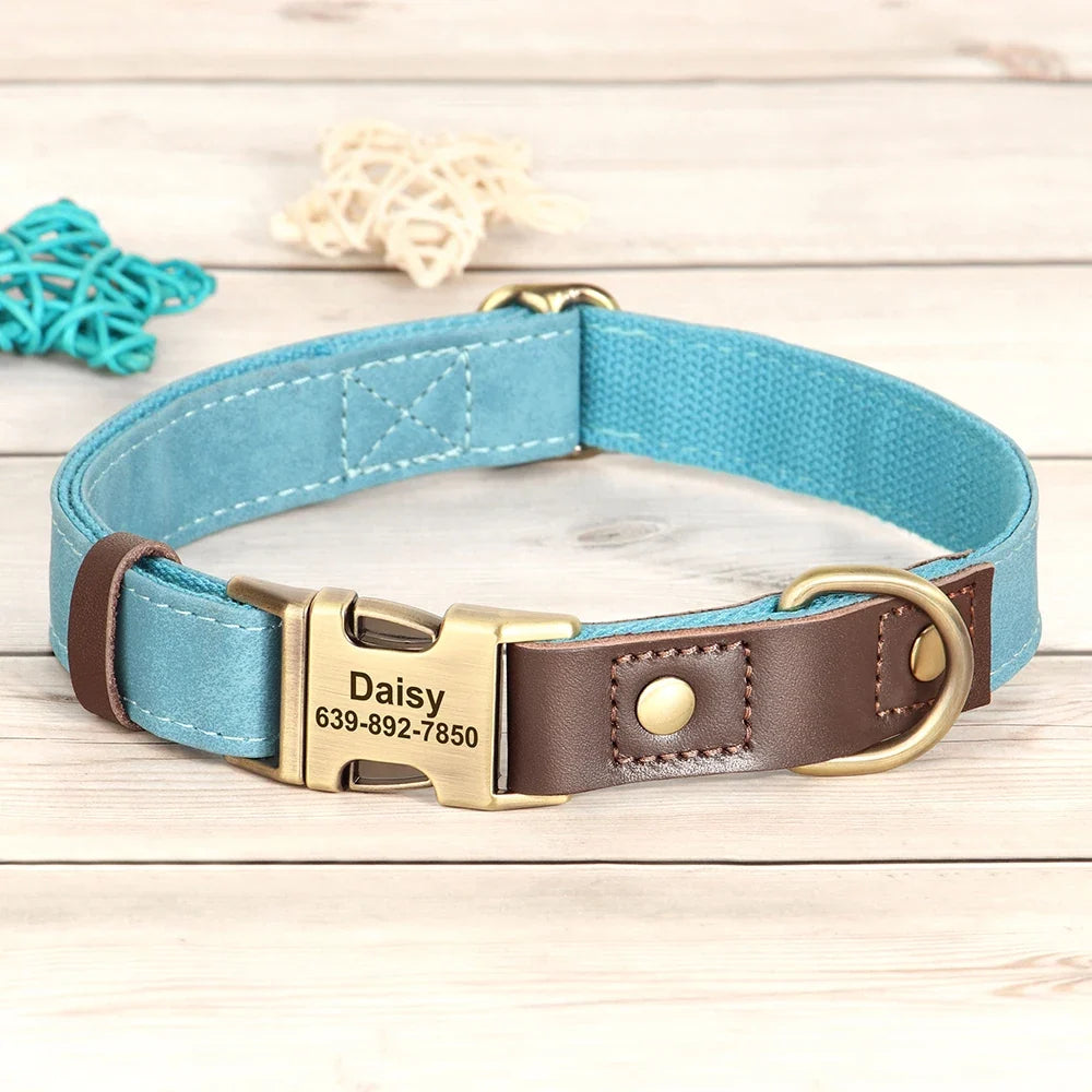 Personalized PU Leather Dog Collar and Leash-29