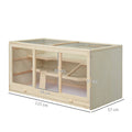 Hamster cage, gerbil cage, 2 levels, opening roof, windows, hut, 2 ladders, 115 x 57 x 55 cm, natural wood effect