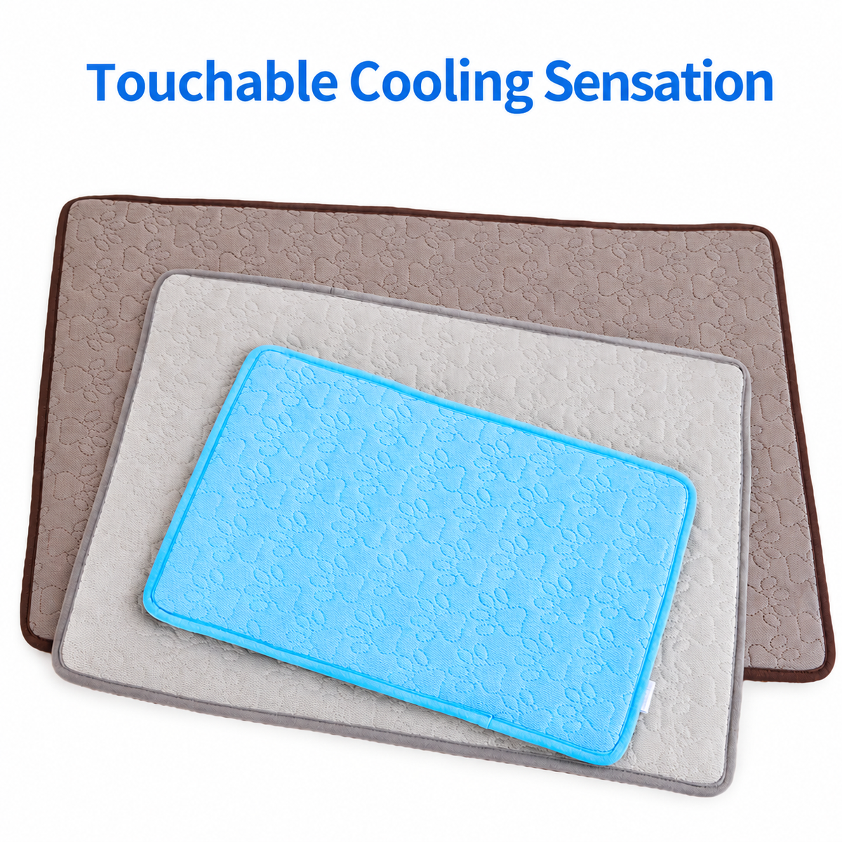 Cooling Pet Mat with Breathable Ice Silk Surface and Thick High-Elastic Foam for Dogs and Cats to Rest on Floors and Sofas During Hot Weather (Blue, M)-3