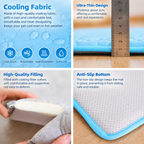 Cooling Pet Mat with Breathable Ice Silk Surface and Thick High-Elastic Foam for Dogs and Cats to Rest on Floors and Sofas During Hot Weather (Blue, S)-2