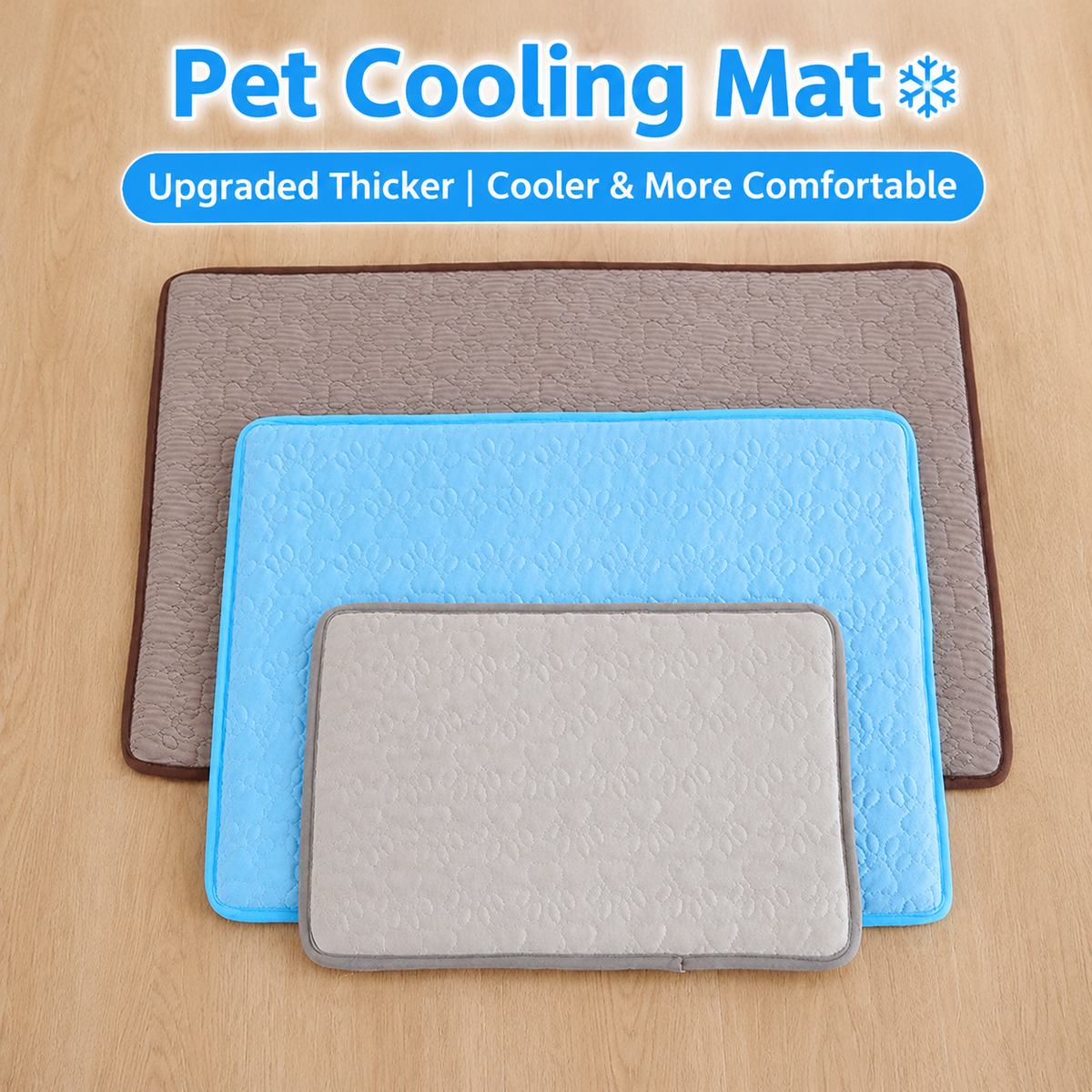 Cooling Pet Mat with Breathable Ice Silk Surface and Thick High-Elastic Foam for Dogs and Cats to Rest on Floors and Sofas During Hot Weather (Blue, XS)-4