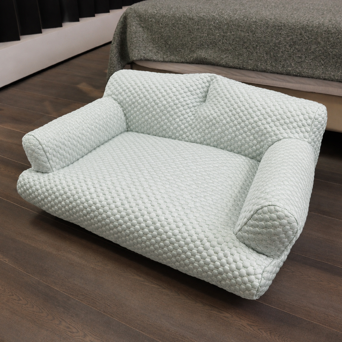 Cooling Pet Sofa Bed for Cats and Dogs, Breathable Ice Silk Bean Fabric with Supportive Edges, Removable Washable Cover, Non-Slip Bottom, Ideal for Summer Lounging in Living Rooms and Bedrooms (Light Green, 2XL)-0
