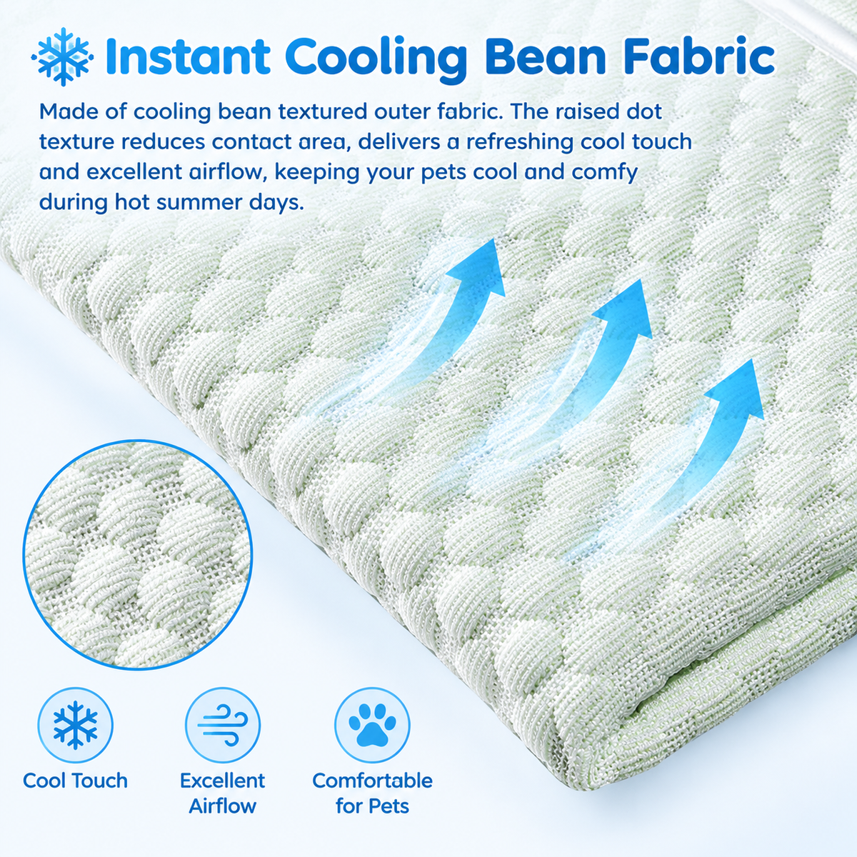 Cooling Pet Sofa Bed for Cats and Dogs, Breathable Ice Silk Bean Fabric with Supportive Edges, Removable Washable Cover, Non-Slip Bottom, Ideal for Summer Lounging in Living Rooms and Bedrooms (Light Green, 2XL)-3