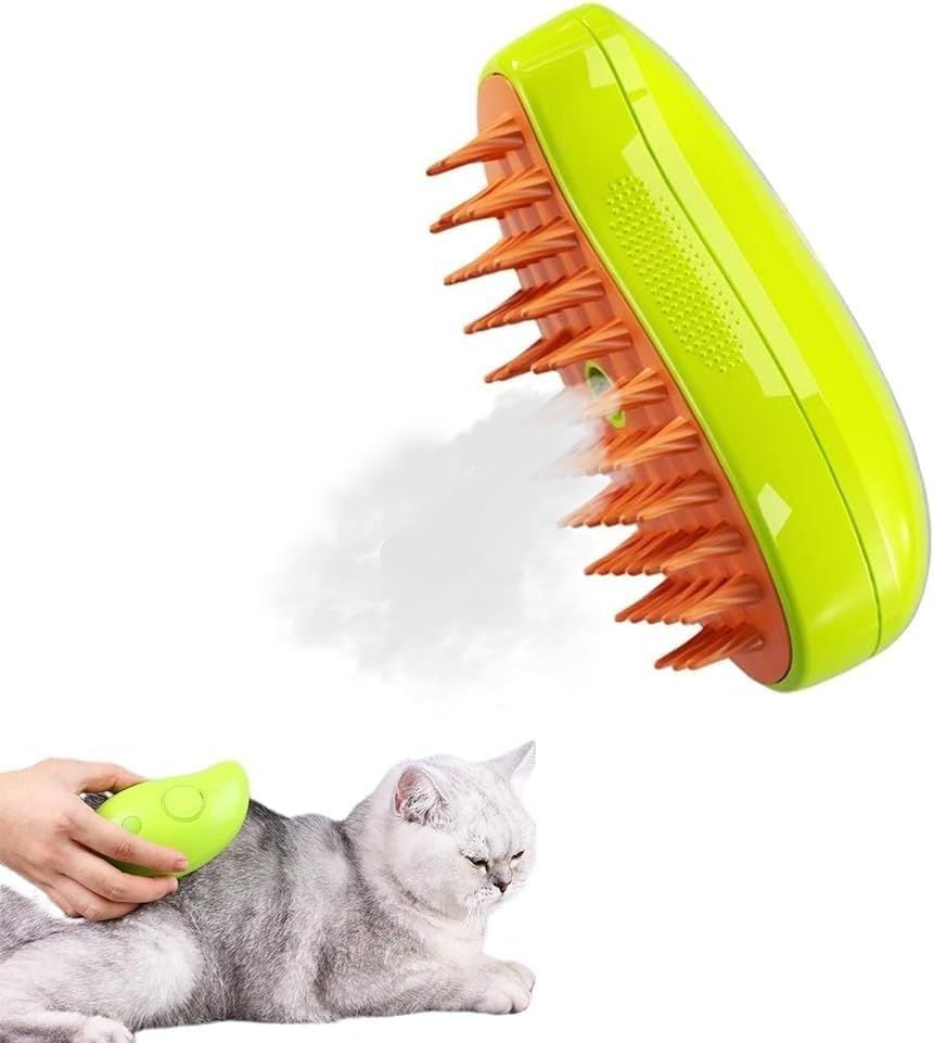 Cat Steam Brush - Steam Brush for Cats - Steam Cat Brush - 3 in 1 Pet Brush - Cat Steam Brush for Shedding