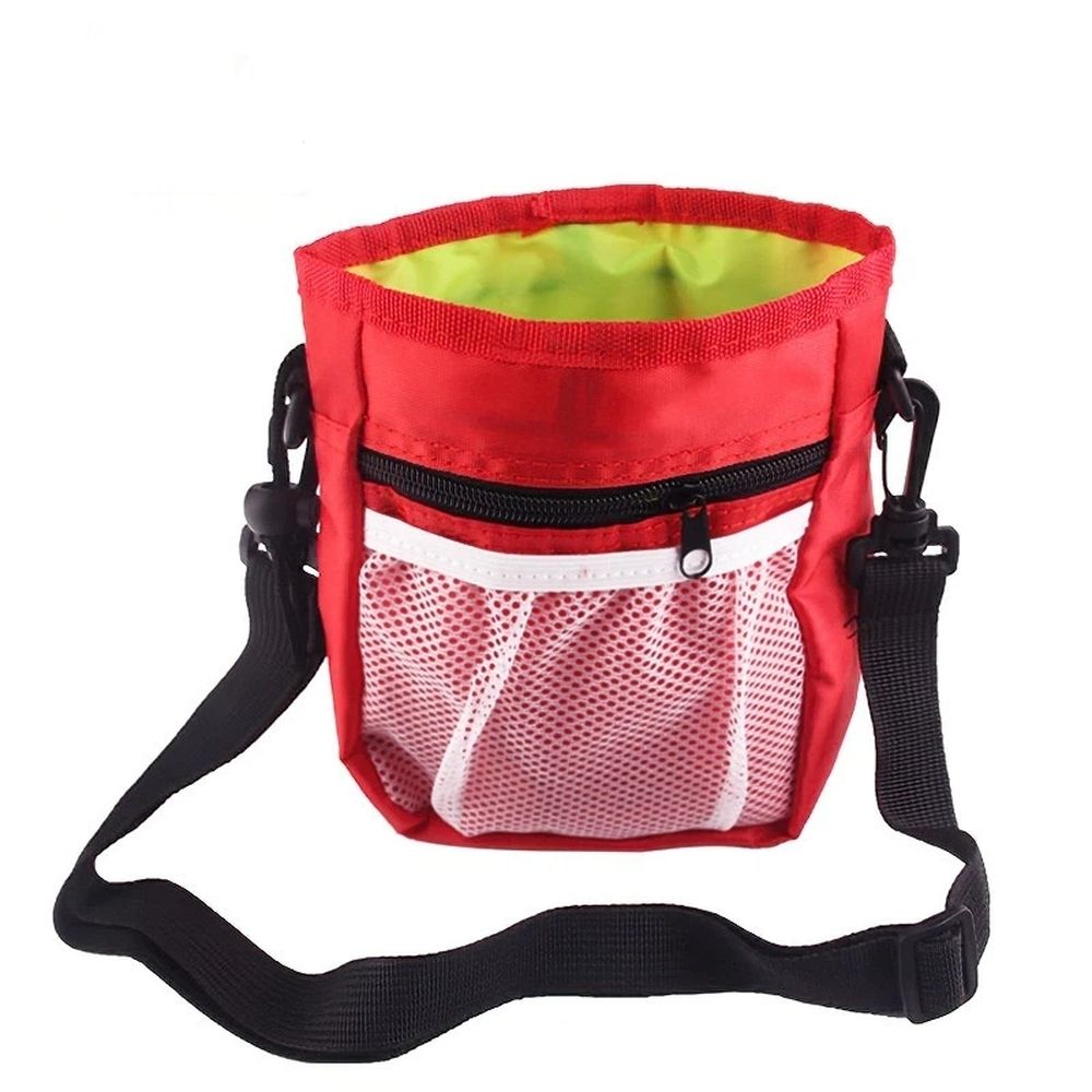Red Treat Bag with Training for Dogs, Pet Treat Bag with Waist Belt Shoulder Strap Poop Bag Dispenser（14cm * 18cm * 6cm）-0