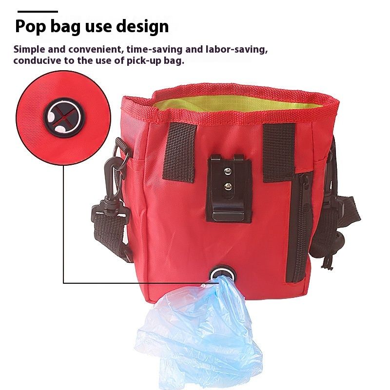 Red Treat Bag with Training for Dogs, Pet Treat Bag with Waist Belt Shoulder Strap Poop Bag Dispenser（14cm * 18cm * 6cm）-1